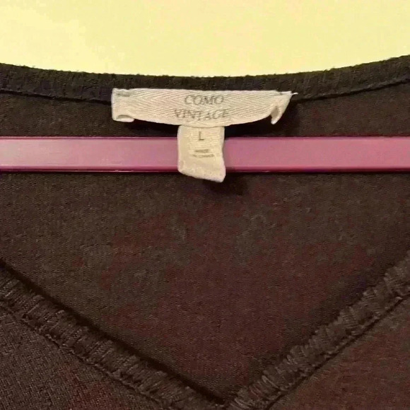 Large Black quarter sleeve soft front tie top - Picture 5 of 5